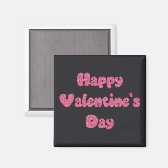 Feliz día de San Valentín imán de purpurina (Anverso/Reverso)
