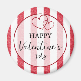 Feliz día de San Valentín Imán de rayas de corazón
