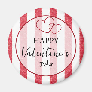 Feliz día de San Valentín Imán de rayas de corazón
