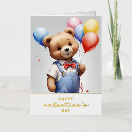 Feliz día de San Valentín, lindo oso con globos