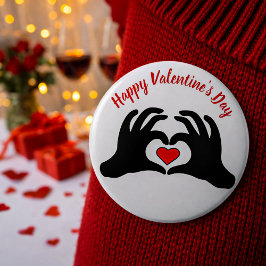 Feliz día de San Valentín manos corazón botón