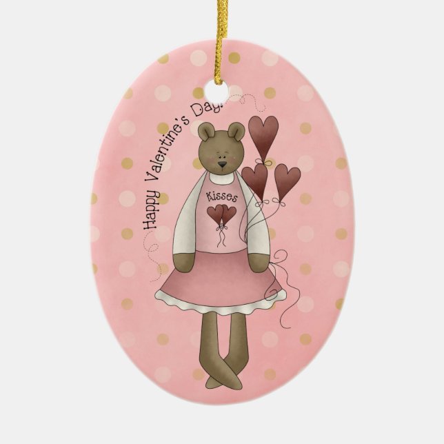 Feliz Día de San Valentín Ornamento de Besos de Os (Frente)