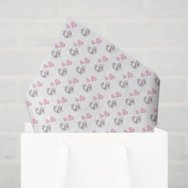 Feliz día de San Valentín Papel de seda Gato Coraz (Bolsa de regalo)