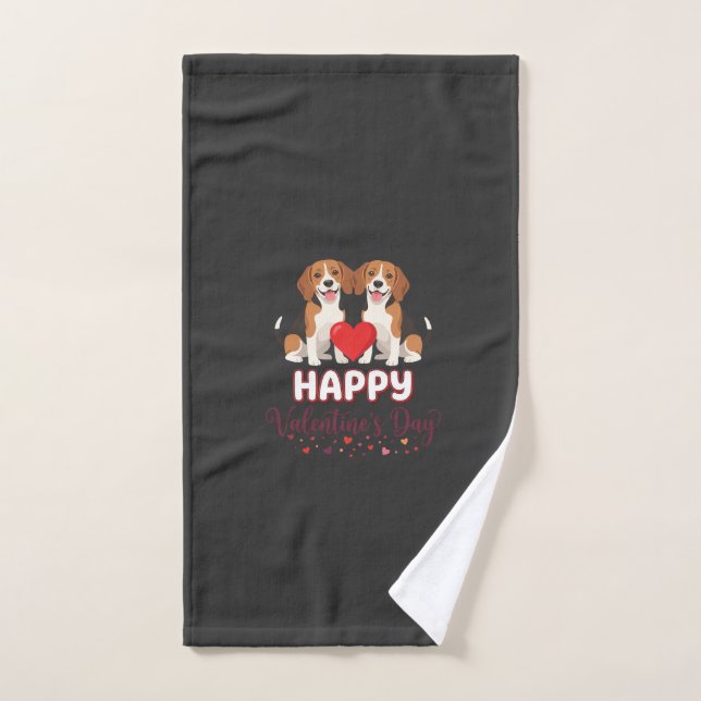 Feliz día de San Valentín pareja de Beagle (Toalla de mano)