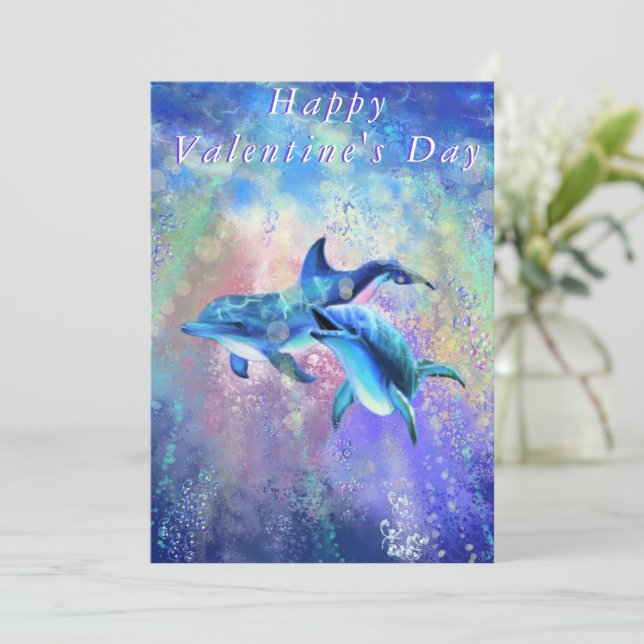 Feliz Día de San Valentín - Pareja de delfines - E (Anverso de pie)
