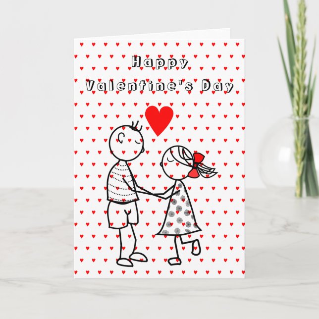 Feliz Día de San Valentín pareja de tarjetas enamo (Anverso)