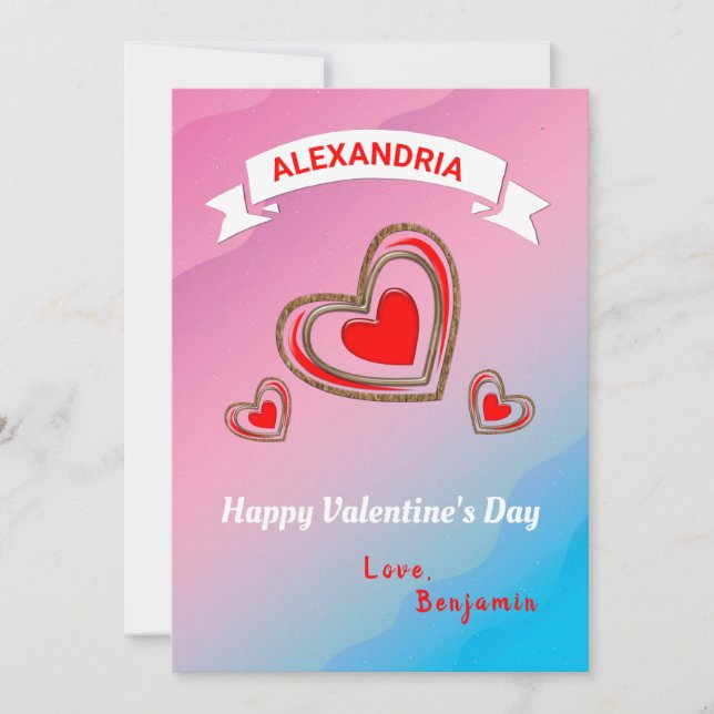 Feliz Día de San Valentín Patrón de Corazón Rojo (Anverso)