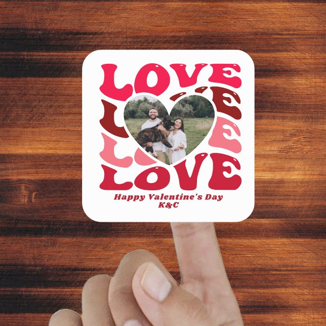 Feliz Día de San Valentín, Pegatina de fotos del c (Happy Valentine's Day Love Heart Photo Sticker
)