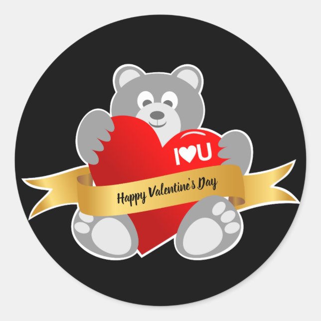 Feliz Día de San Valentín, pegatina de oseos Teddy (Anverso)