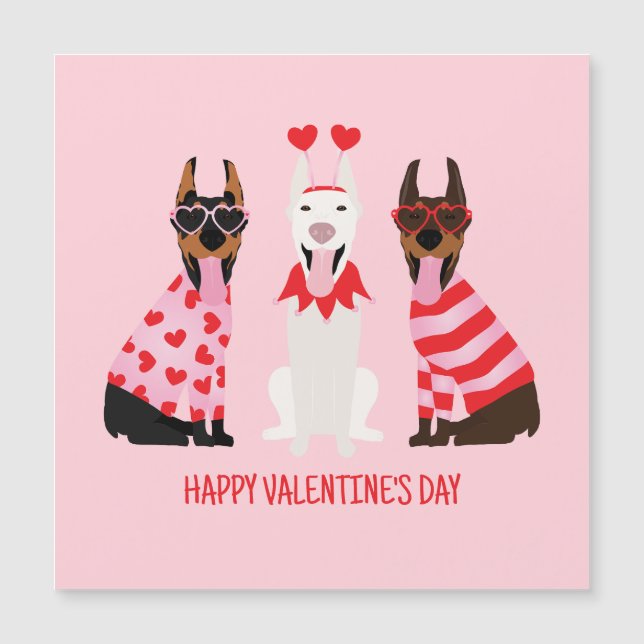 Feliz Día de San Valentín Perros Dobermann (Anverso)