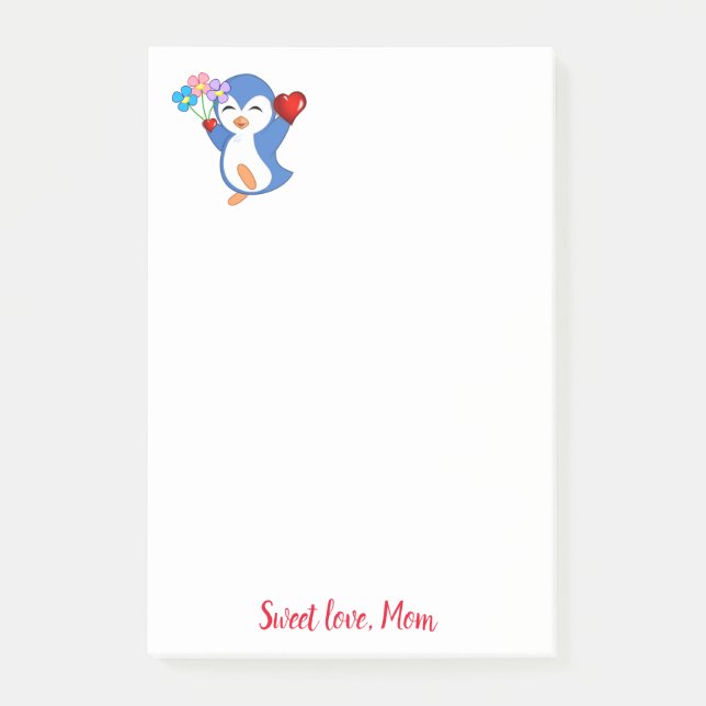 Feliz Día de San Valentín Pingüino nota (Anverso)
