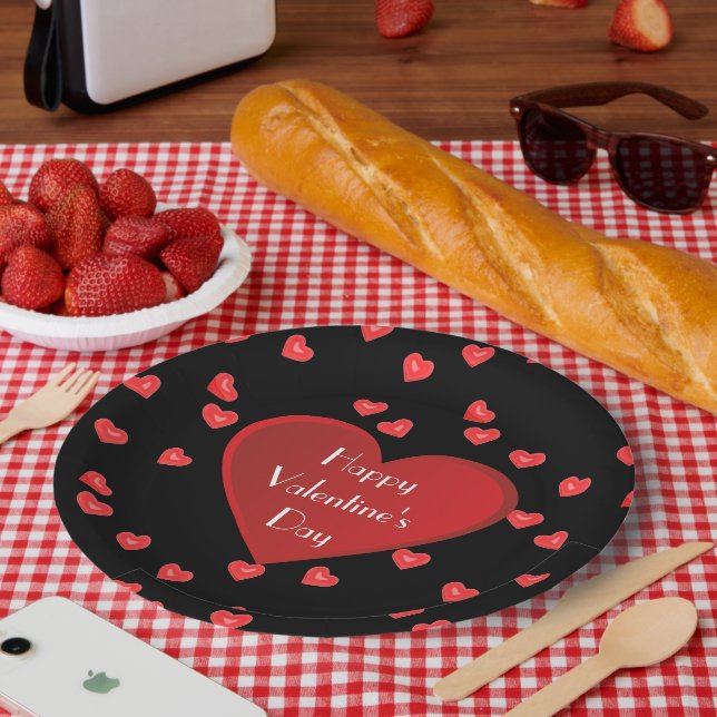 Feliz día de San Valentín Plato de papel de corazó (Picnic)