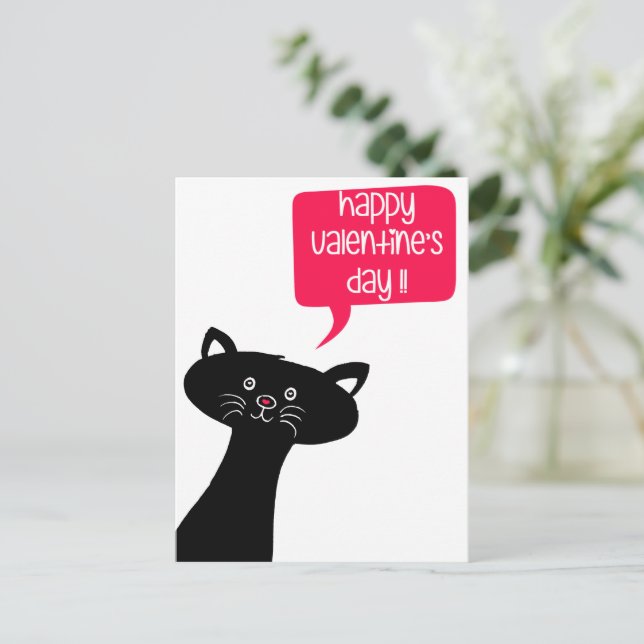 ¡Feliz Día de San Valentín! Postales de gato negro (Anverso de pie)