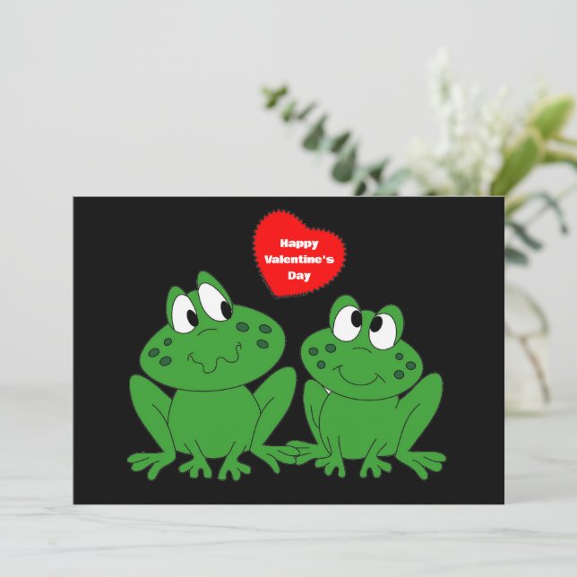 Feliz Día de San Valentín Ranas tarjeta plana (Anverso de pie)