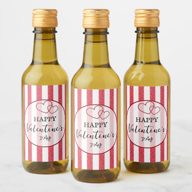 Feliz día de San Valentín rayas de corazón (Botellas)