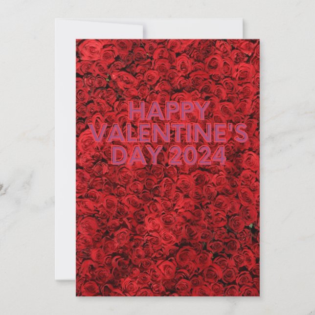 Feliz Día de San Valentín rojo rosa tarjeta de vac (Anverso)