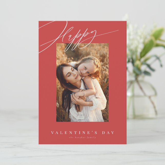 Feliz Día de San Valentín rojo tarjeta de San Vale (Anverso de pie)