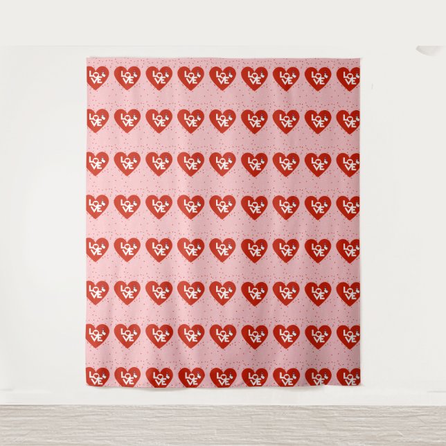 Feliz día de San Valentín Tapiz rosa de amor (Anverso)