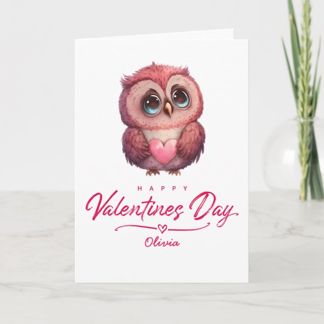 Feliz día de San Valentín Tarjeta de búho lindo (Anverso)