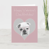 Feliz Día de San Valentín tarjeta de Bulldog de cu
