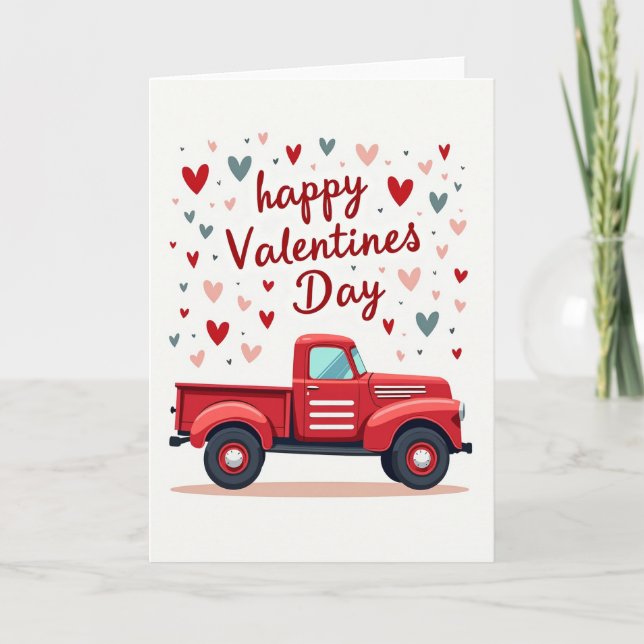 Feliz Día de San Valentín Tarjeta de Camión Rojo (Anverso)