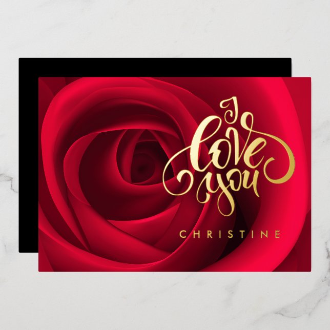 Feliz día de San Valentín, tarjeta de foil con nom (Anverso/Reverso)