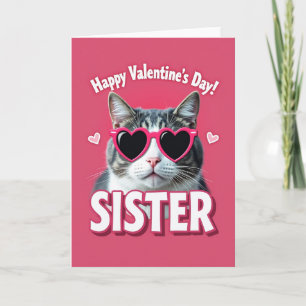 Feliz Día de San Valentín Tarjeta de Gata Hermana