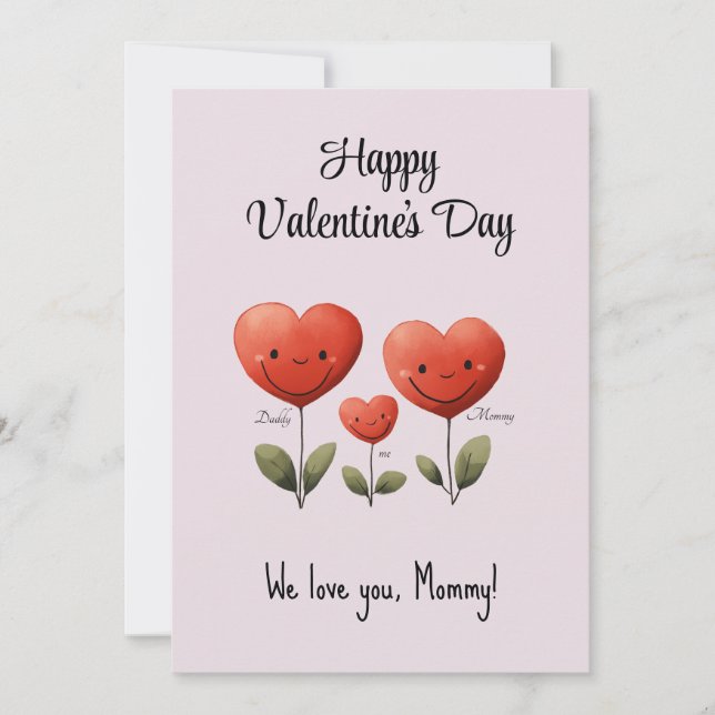 Feliz día de San Valentín, tarjeta de papá y bebé, (Anverso)