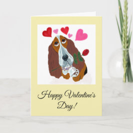 Feliz día de San Valentín tarjeta de perro Basset 