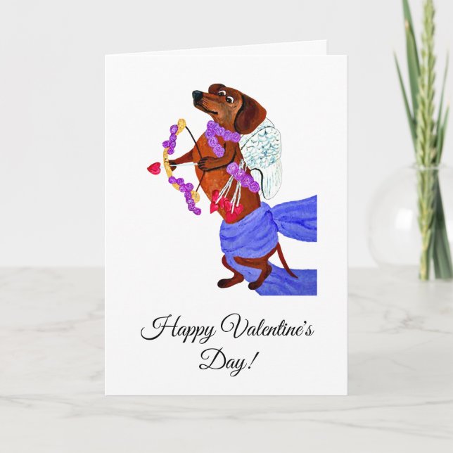 Feliz día de San Valentín Tarjeta de perro Dachshu (Anverso)