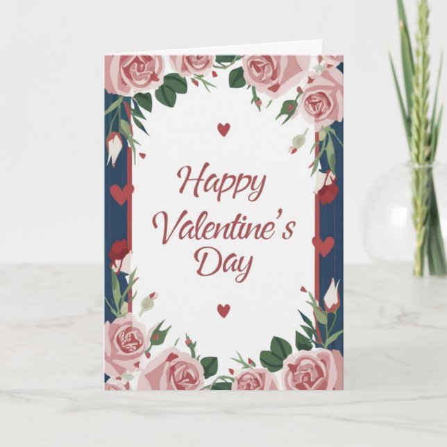 Feliz Día de San Valentín, tarjeta de Rosa floral (Anverso)