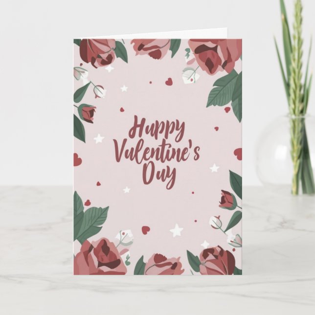 Feliz Día de San Valentín, tarjeta de Rosa floral (Anverso)