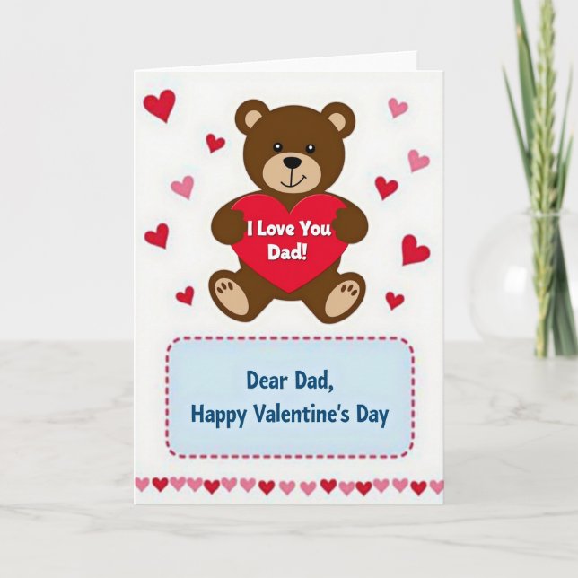 Feliz Día de San Valentín Tarjeta para Papá Oso (Anverso)