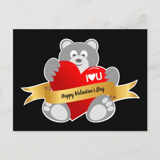 Feliz Día de San Valentín, tarjeta postal de Oso T (Anverso)