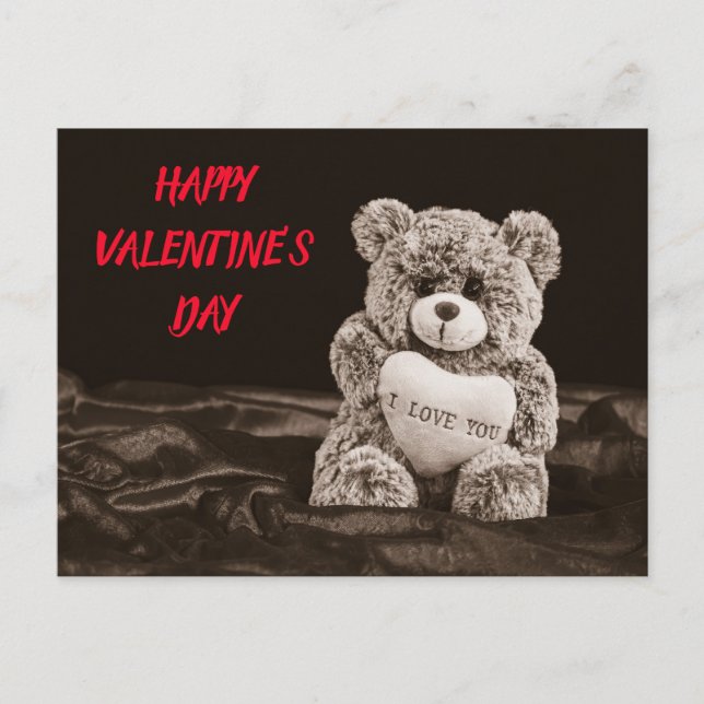 Feliz Día de San Valentín Teddy Bear tarjeta posta (Anverso)