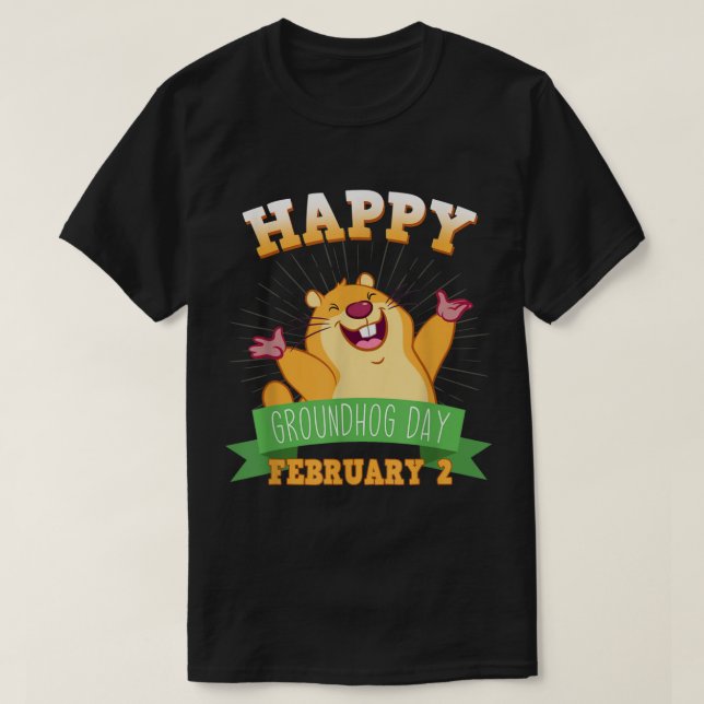 Feliz Día del Groundhog Camisa de manga larga Febr (Diseño del anverso)