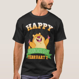 Feliz Día del Groundhog Camisa de manga larga Febr