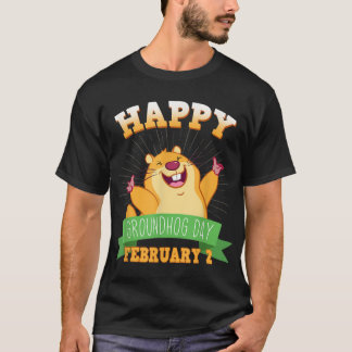 Feliz Día del Groundhog Camisa de manga larga Febr
