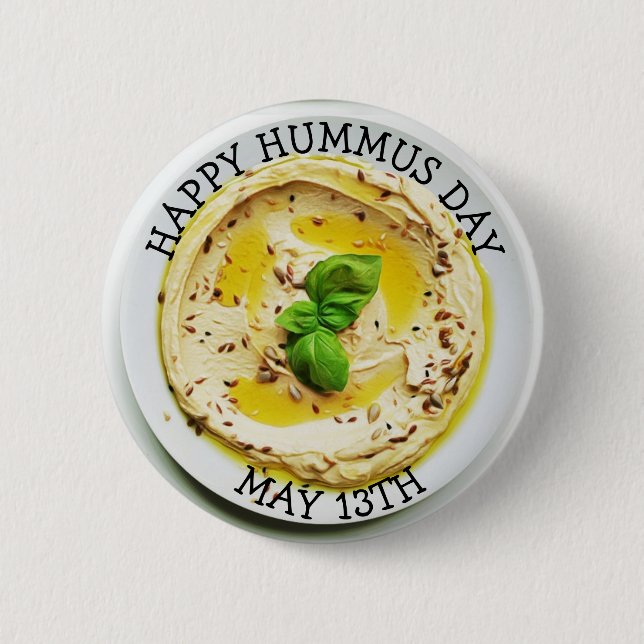 Feliz Día del Humus 13 de mayo botón de feriado de (Anverso)