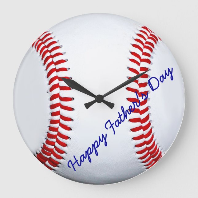 Feliz Día del Padre Béisbol Gran reloj de pared (Anverso)
