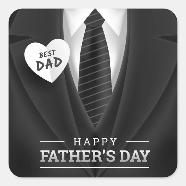 Feliz Día del Padre Calcomanía Cuadrada (Anverso)