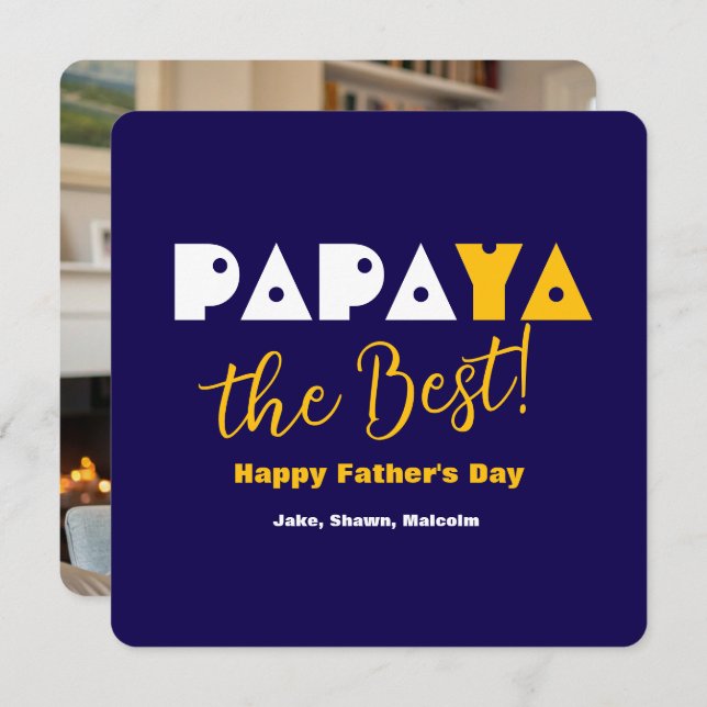 Feliz Día del Padre | Cita divertida azul y amaril (Anverso / Reverso)