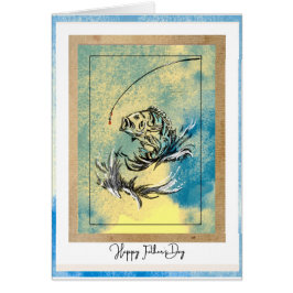 Feliz Día del Padre con tarjeta de pesca