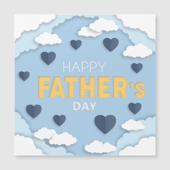Feliz Día del Padre corazones azules en el cielo (Anverso)