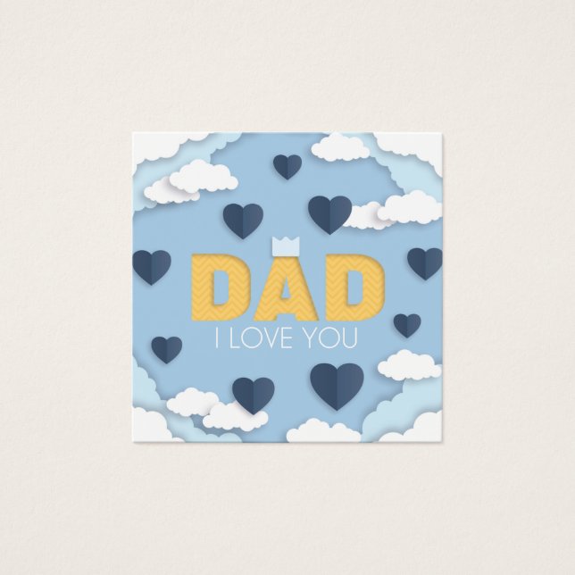 Feliz Día del Padre corazones azules en la carta d (Anverso)