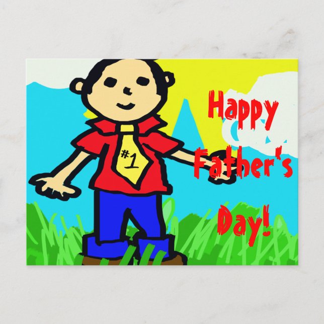 Feliz Día del Padre en la postal "Crayon" (Anverso)