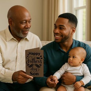 Feliz Día del Padre, hijo Brown y tarjeta negra