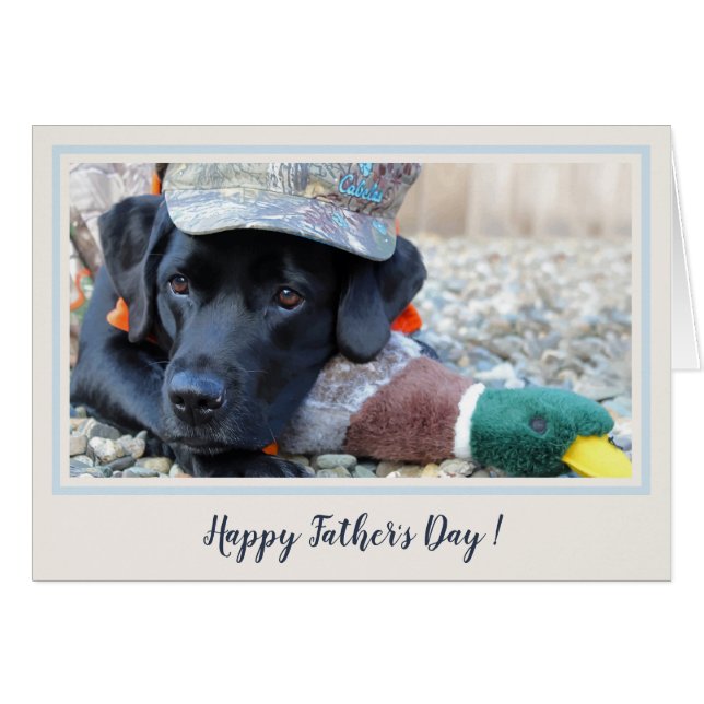 Feliz Día del Padre: Labrador Negro Perro de Pato  (Anverso (Horizontal))