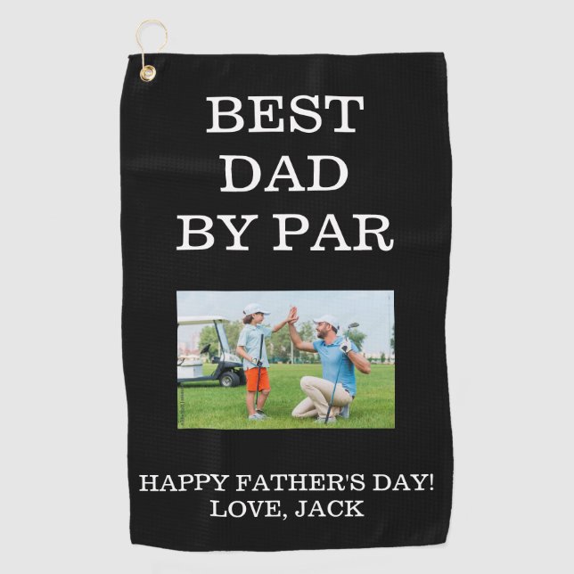 Feliz Día del Padre, mejor toalla de golf de papá. (Anverso)