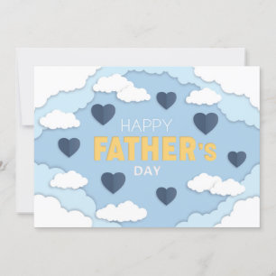 Feliz Día del Padre nubes y corazones Tarjeta